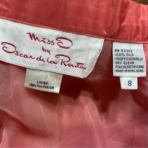 👉 Vintage Miss O Oscar de la Renta Silk Skirt Coral A-Line Formal Party Size 8 - Picture 7 of 8